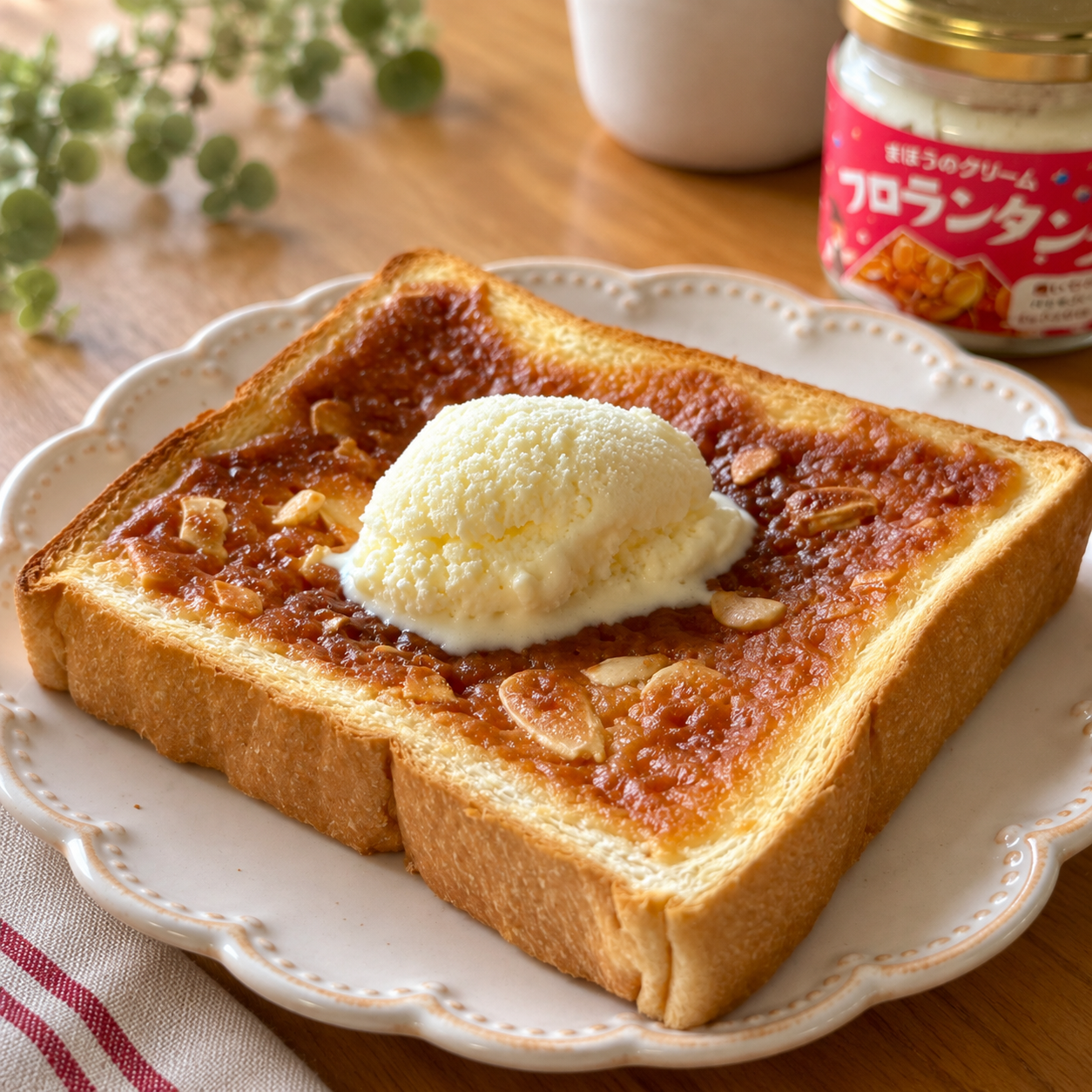 「まほうのクリーム フロランタン」　アイスのせ【千金丹のおすすめレシピ】